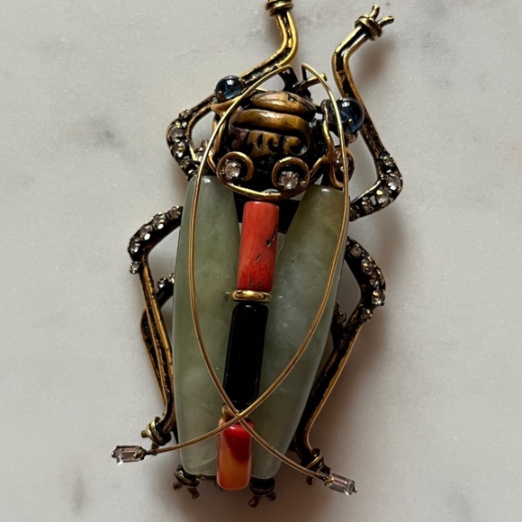 IRADJ MOINI Vintage Large Beetle Bug Insect Brooch Pin Costume Designer Jewelry - Picture 8 of 11